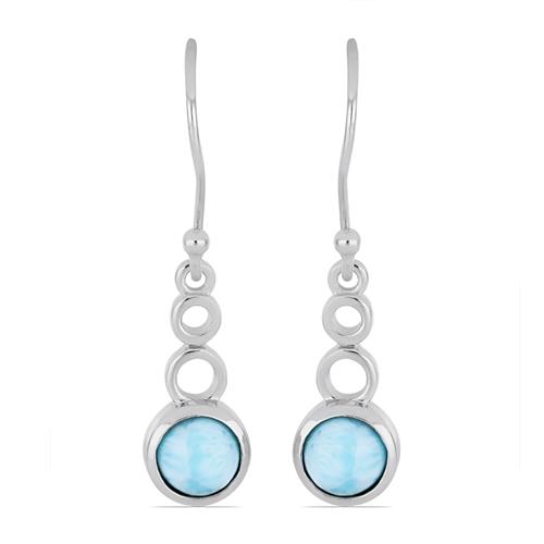 BUY 925 SILVER NATURAL LARIMAR GEMSTONE EARRINGS